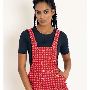 NOOK GINGHAM SHORT OVERALLS ANIMAL CROSSING nwt